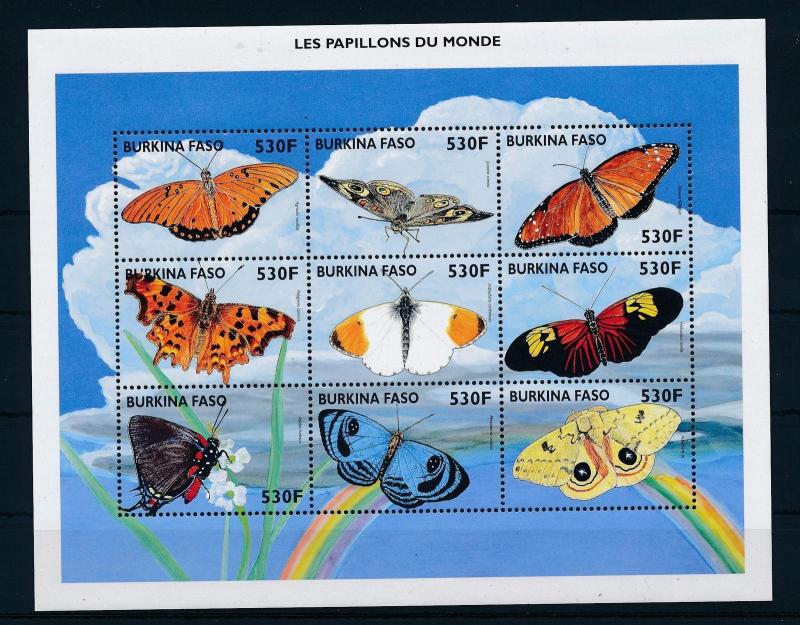 [30468] Burkina Faso 1998 Butterflies Schmetterlingen Papillons  MNH Sheet