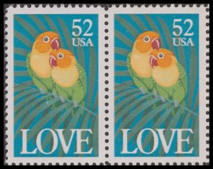 US 2537 Love Birds 52c horz pair MNH 1991