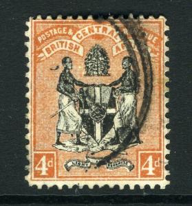 NYASALAND-1896  4d  Black & Orange Brown Sg 34  FINE USED V7975