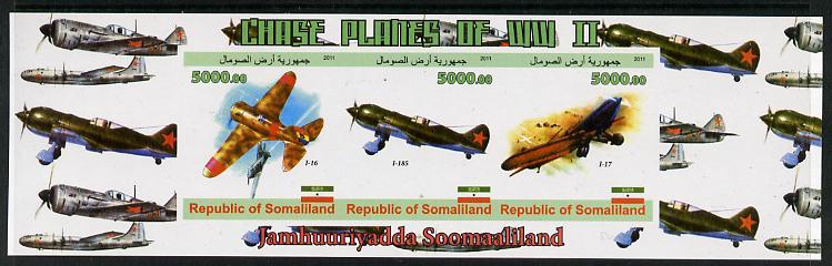 Somaliland 2011 Chase Planes of WW2 #01 imperf sheetlet c...