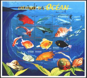 Djibouti. 2000. Small sheet 719-30. Fauna of the sea, fish. MNH.