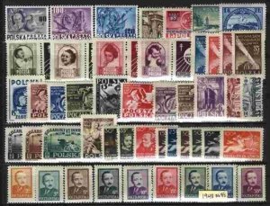 Poland MNH 1948 Complete Year set NO Souvenir sheet