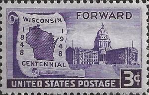 # 957 MINT NEVER HINGED WISCONSIN STATEHOOD 100TH ANNIV.