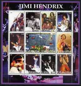 UDMURTIA - 2002 - Jimi Hendrix - Perf 9v Sheet-Mint Never Hinged - Private Issue