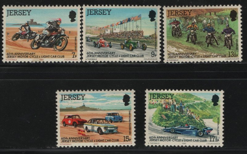 JERSEY, 231-235, (5) SET, MNH, 1980, Jersey motorcycle and light car club