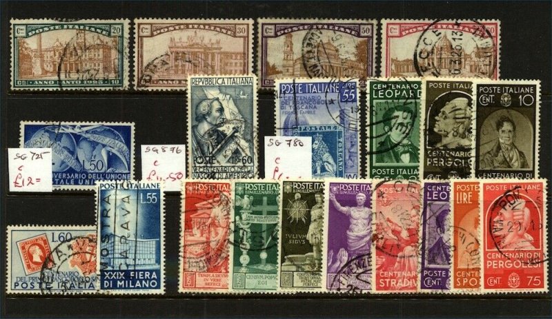 Italy 1924/51 Range of issues to Include '49 UPU, '51 55L Tuscan FU Stamps