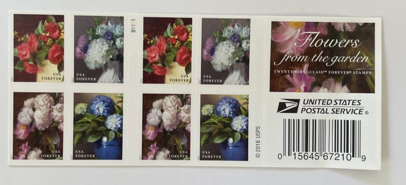 US 5240b 2017 Booklet of Flowers from the Garden Forever MNH OG