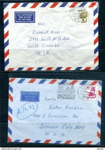 Germany 1973/76  2 Covers to USA Mi 699 and 702 Single Usage 11997