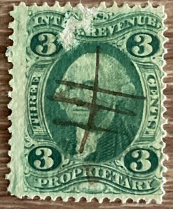 US #R18c Used Single Scuff marks on face Revenue G. Washington SCV $9.00 L23