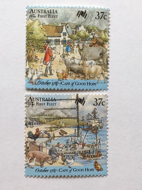 Australia – 1987 – Pair of “Ship” stamps – SC# 1028a-b - Used