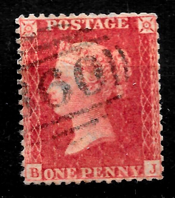 GB QV SG40, C10, 1d Rose-red, (BJ) PLATE 62, LC14, FINE USED.