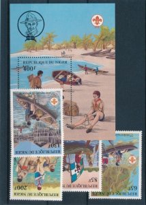 NIGER 1982 SHEET + 4 SETS ROBERT BADEN POWELL SCOUTS 75TH ANNIVERSARY