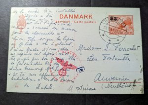 1941 Denmark Postcard Cover Frederikssund to Neuchatel Switzerland