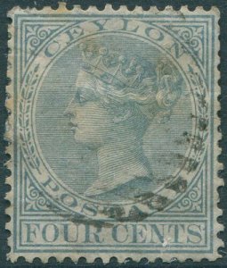 Ceylon 1872 SG122 4c grey light toning FU (amd)