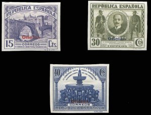 Spain #O22/25, 1931 15c, 30c and 40c, three values, hinged