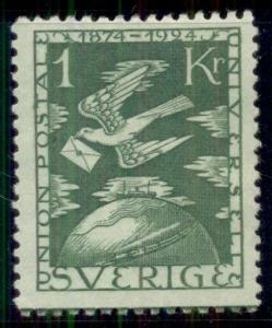 SWEDEN #225 1kr green, og, LH, VF