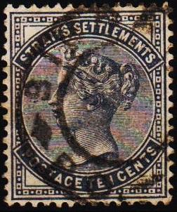 Straits Settlements. 1882 10c S.G.53 Fine Used