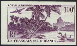 FRENCH OCEANIC SETTLEMENTS 1948 AIRMAIL 100F IMPERF