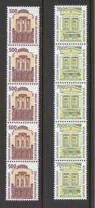 Germany Sc# 1515A-1540A MNH Strips/5 w/control # 1987-1996 Historic Objects