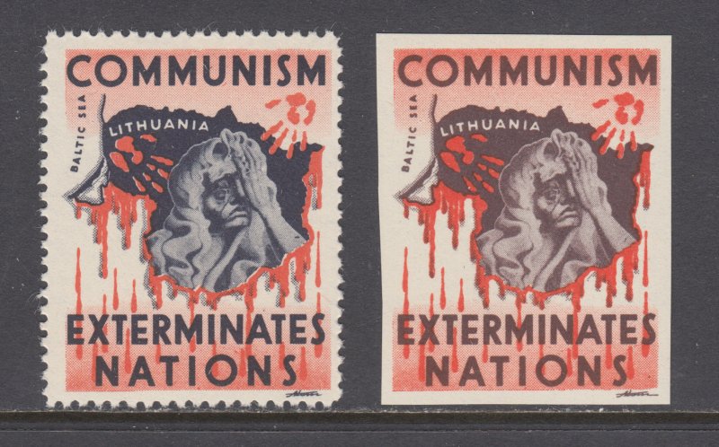 Lithuania, ca.1950 Anti-Communist Cinderellas, choice perf & imperf singles, VF