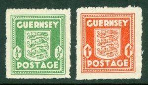 SG 1-2 Guernsey ½d & 1d. Fine mint