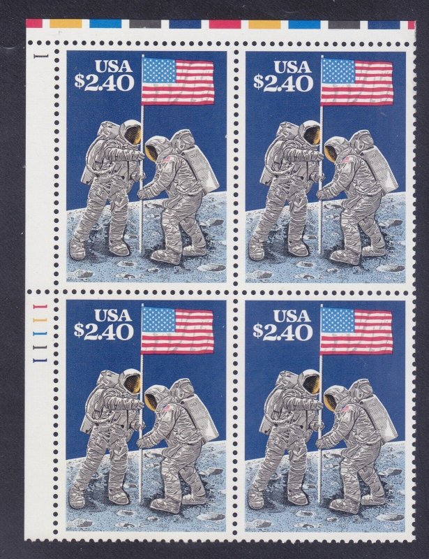 US 2419 MNH 1989 $2.40 Moon Landing 20th Anniversary Plate Block 4 #111111