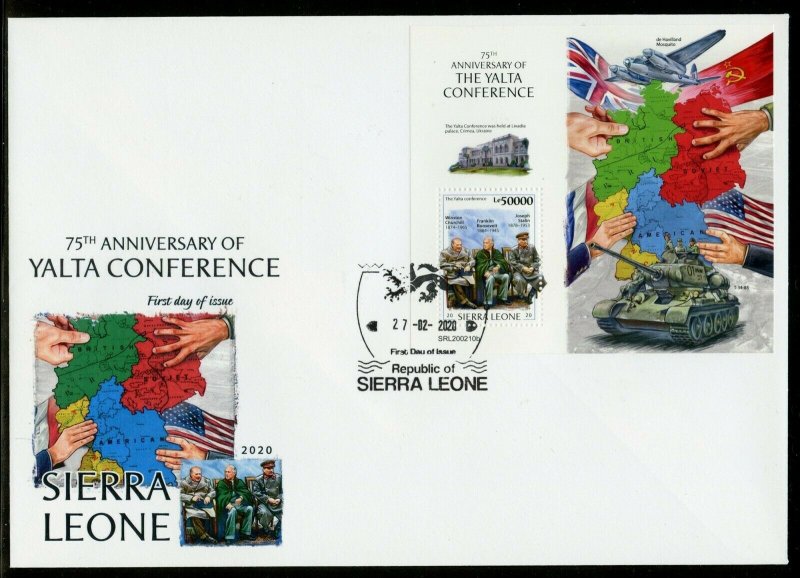 SIERRA LEONE  2020  75th ANNIVERSARY OF THE YALTA CONFERENCE FDR  S/S FDC 