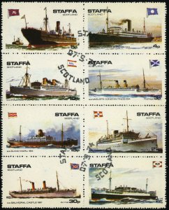 STAFFA SCOTLAND - CTO Block of 8 Se tenant - 1974 - Ships