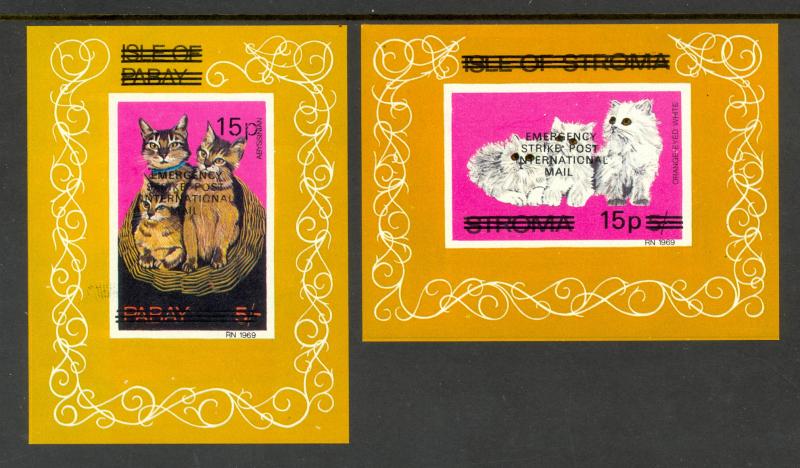 GREAT BRITAIN 1971 STRIKE POST LABELS 15p on 5s CATS KITTENS Souvenir Sheets MNH