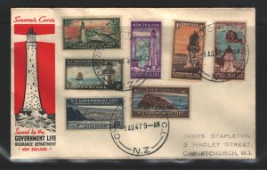 New Zealand Sc# OY29-36, x OY32 on First Day Cover - a little wrinkled