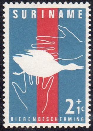 Suriname B90 - Mint-H - 2c + 1c Duck / Hands (1962)