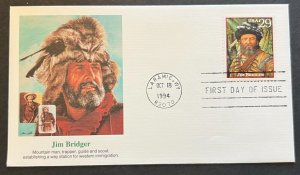 OLD WEST JIM BRIDGER #2869c OCT 18 1994 LARAMIE WY FIRST DAY COVER BX3-1