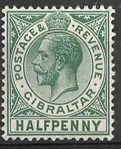 GIBRALTAR 1912 KGV 1/2d Blue-Green SG76 MH