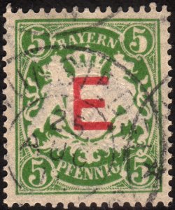 1908, Germany Bavaria, 5pfg, Used, Sc O2
