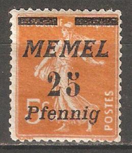 Memel 1922,25pf on 5c,Scott # 56,VF Mint Hinged* L2 (A-7)