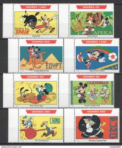 I0237 Uganda Walt Disney Mickey Mouse & Friends World Tour !!! Big Set Mnh