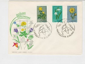 Poland 1962 Protected Plants Picture Snowdrop Slogan FDC Stamps CoverRef 25079