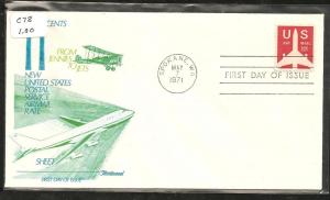 11 cent Jet Airmail 1971 Fleetwood U/A FDC  BIN 1597