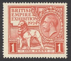 Great Britain Sc# 185 MH (b) 1924 1p British Lion & George V