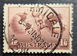 Stamp Australia 1934 Airmail Mercury & Hemispheres C4 1sh 6p used