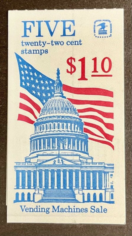 BK144 Flag Over Capital #2116a Booklet of 5  22 c  FV $1.10  1985  