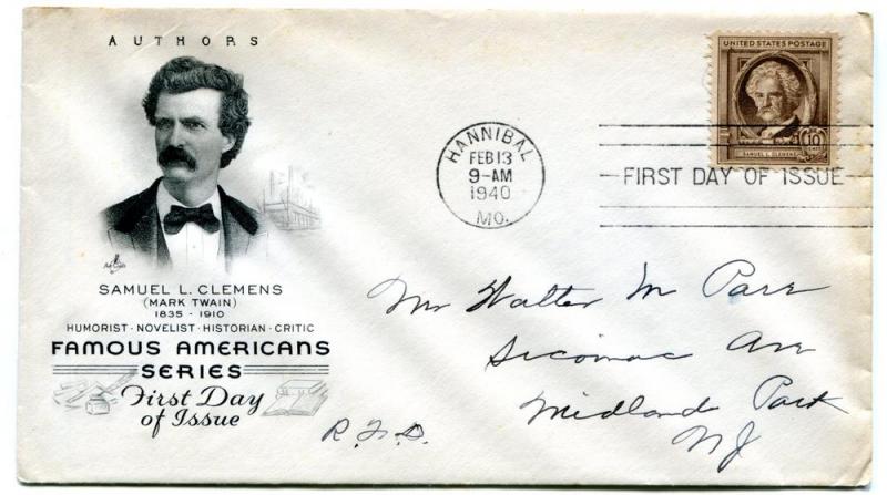 863-2 Famous American 1940 Samuel Clemens ArtCraft cachet 