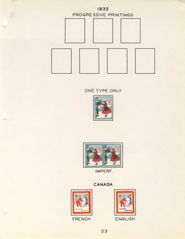 US #XMAS SEALS 1935 perfed and IMPERF BLOCKS(UNLISTED AS SUCH), Mint seals, I...