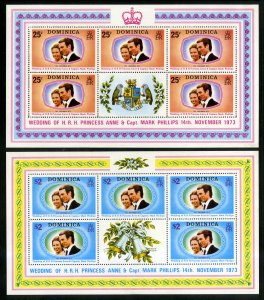 DOMINICA 372-3 TWO PANES OF 5 +LABEL SCV $4.25 BIN $2.00 ROYALTY