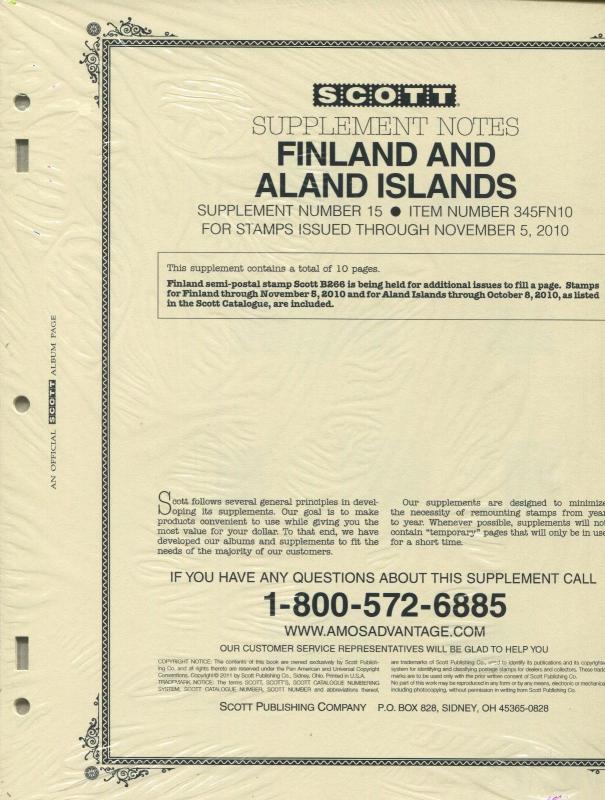 Scott Postage Stamp Album Supplement 2009-2013 Finland & Aland Islands #14-17