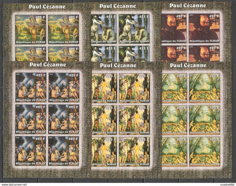 Imperforate 2002 Chad New Art Paintings Paul Cezanne !!! 6Set ** Kv306