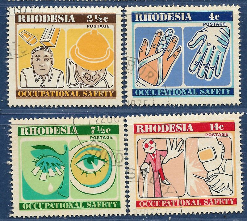 Rhodesia sg 520-3 used 1975 set of 4 Occupational Safety