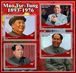 Stamps. Famous People. Mao Zedung 2022 year 1+1 sheets perforated Burundi