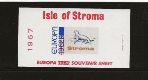 GB Local Stroma Is 1967 Europa opt miniature sheet Ref. ST31  MNH