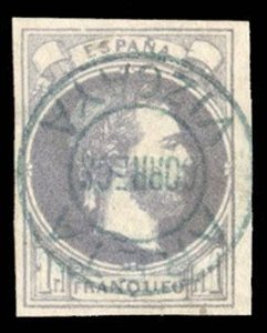 Spain X3, $300, 1874 1r violet, used, signed Roig, with 1977 EXFIMA certificate
